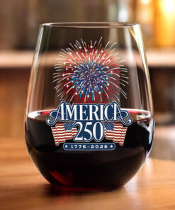 Alternative view of America 250 Firework Wine Glass