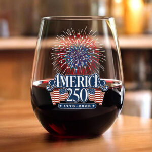 Alternative view of America 250 Firework Wine Glass TH10 894645