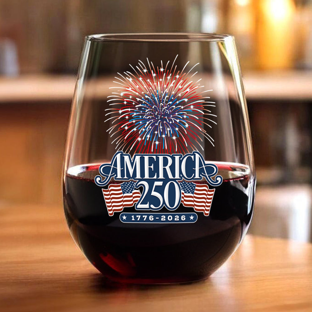 Alternative view of America 250 Firework Wine Glass TH10 894645