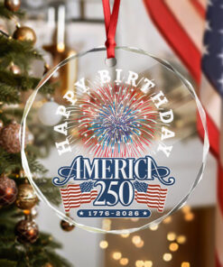 Alternative view of America 250 Semiquincentennial Fireworks Celebration Glass Ornament