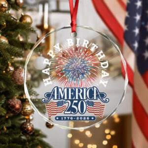 Alternative view of America 250 Semiquincentennial Fireworks Celebration Glass Ornament HO82 894608