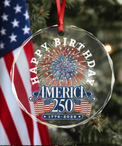 America 250 Semiquincentennial Fireworks Celebration Glass Ornament