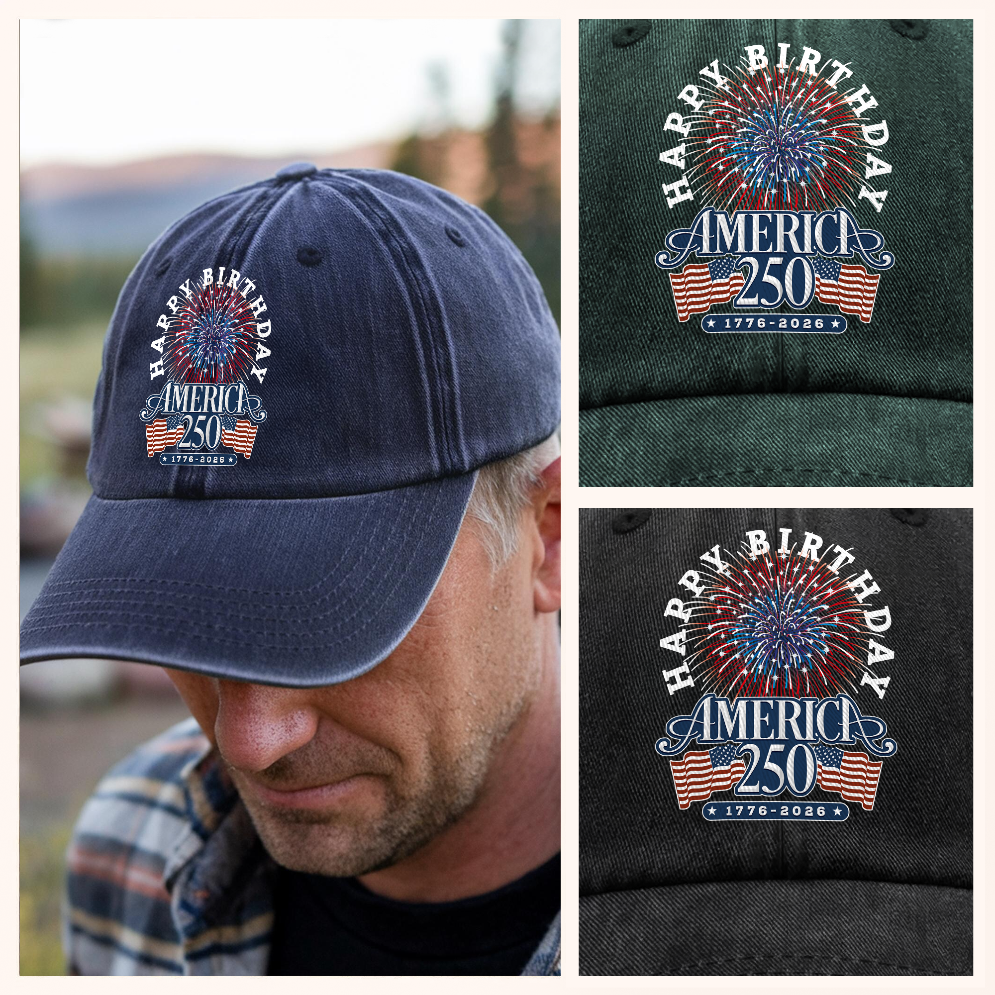 America 250 Semiquincentennial Fireworks Celebration Washed Denim Baseball Cap HO82 894610 - Image 5