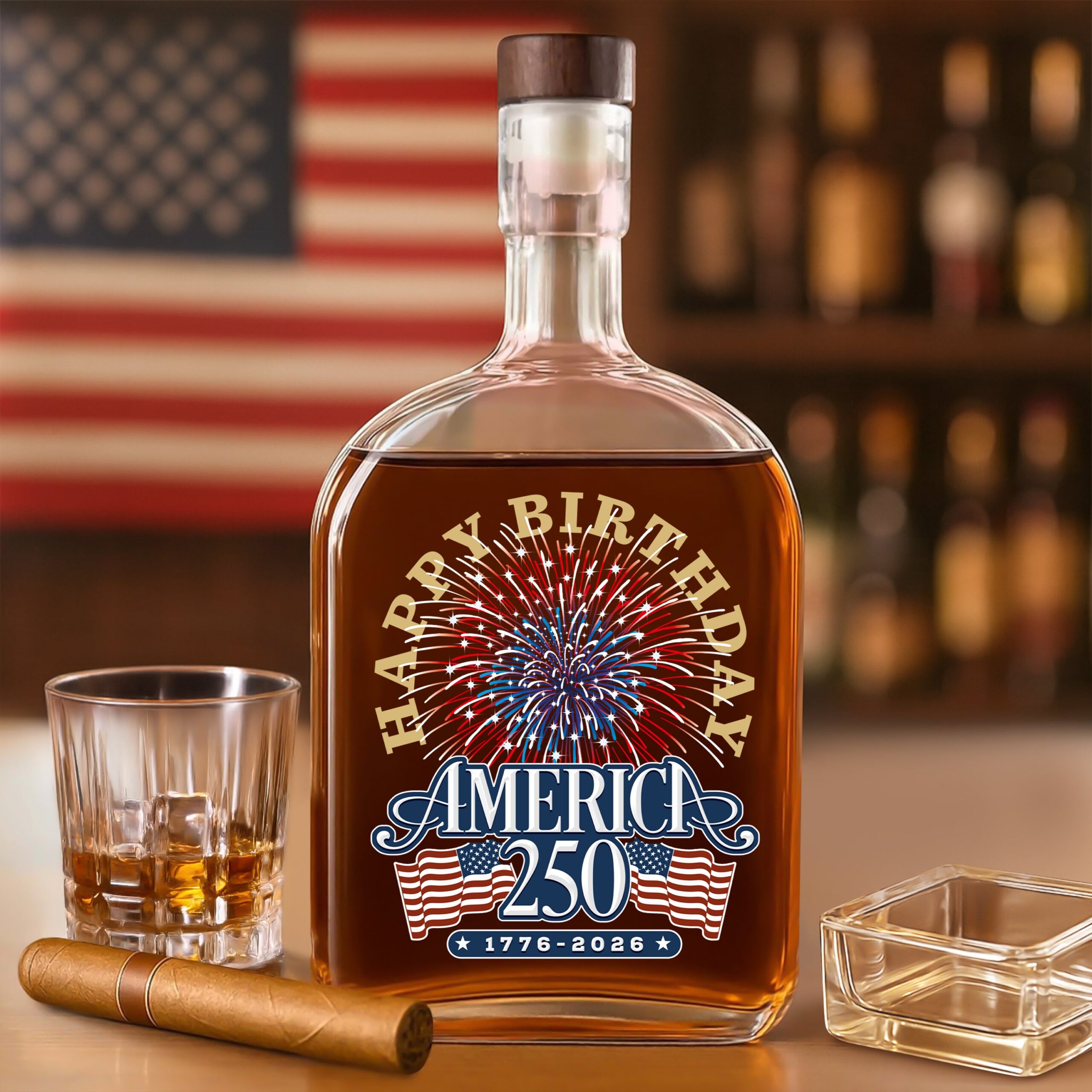 America 250 Semiquincentennial Fireworks Celebration Whiskey Bottle HO82 894614