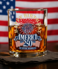 America 250 Semiquincentennial Fireworks Celebration Whiskey Glass