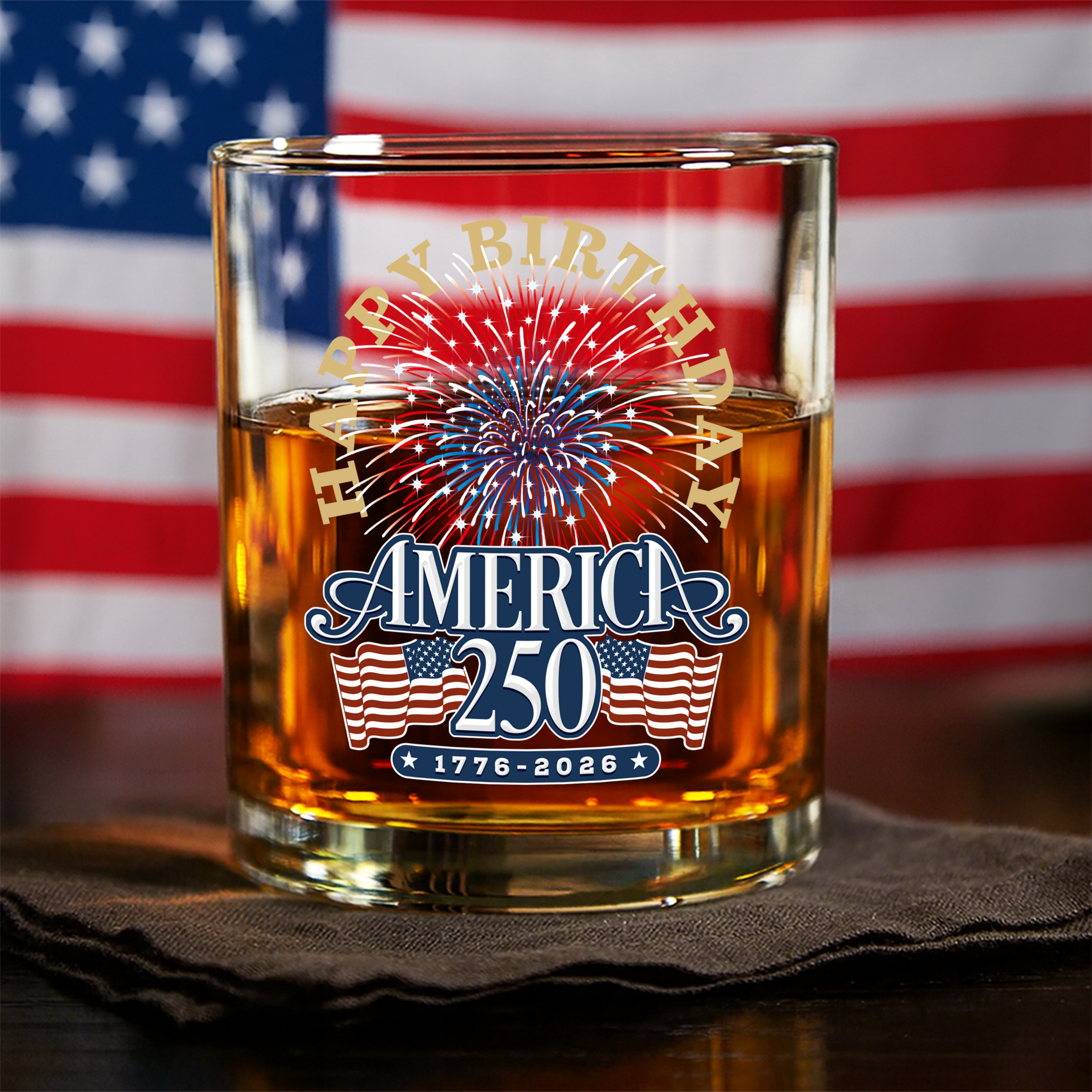 America 250 Semiquincentennial Fireworks Celebration Whiskey Glass HO82 894612