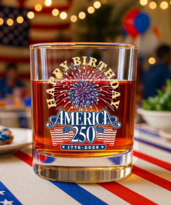 Alternative view of America 250 Semiquincentennial Fireworks Celebration Whiskey Glass