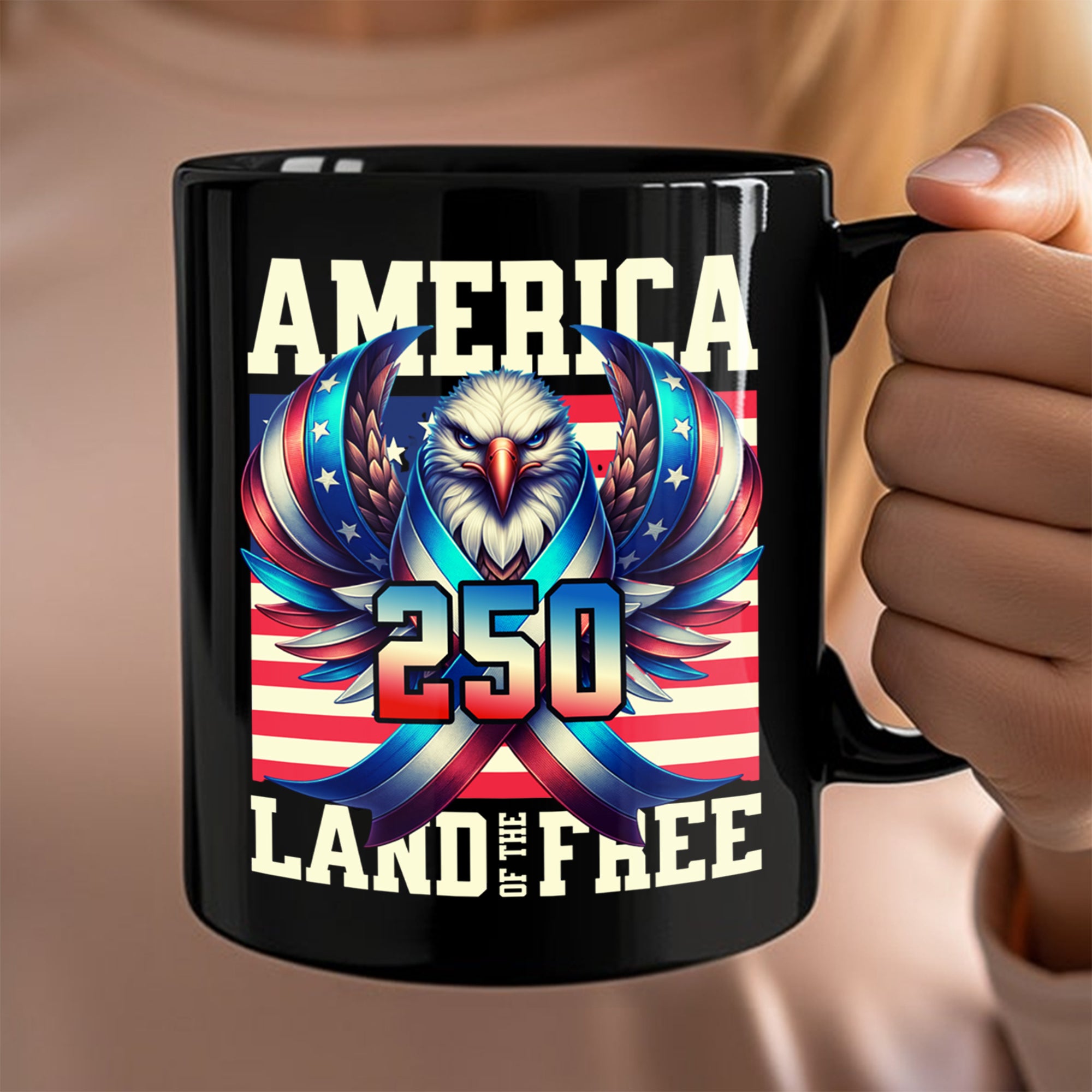 America 250 USA Freedom Liberty Black Mug HA75 897292 - Image 6