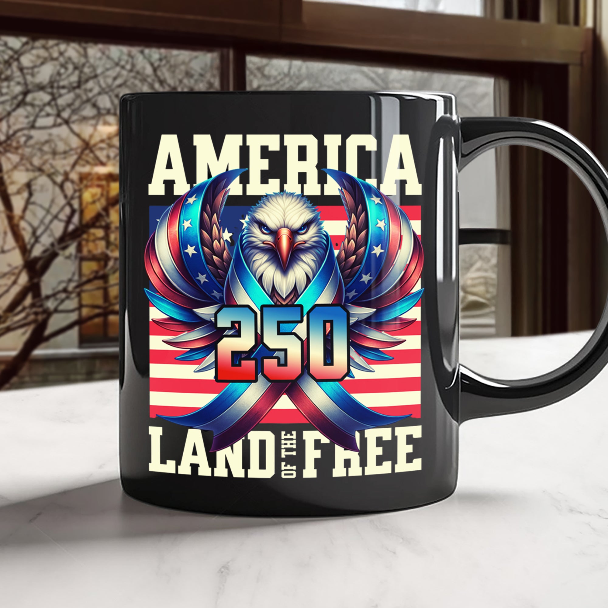 America 250 USA Freedom Liberty Black Mug HA75 897292 - Image 5