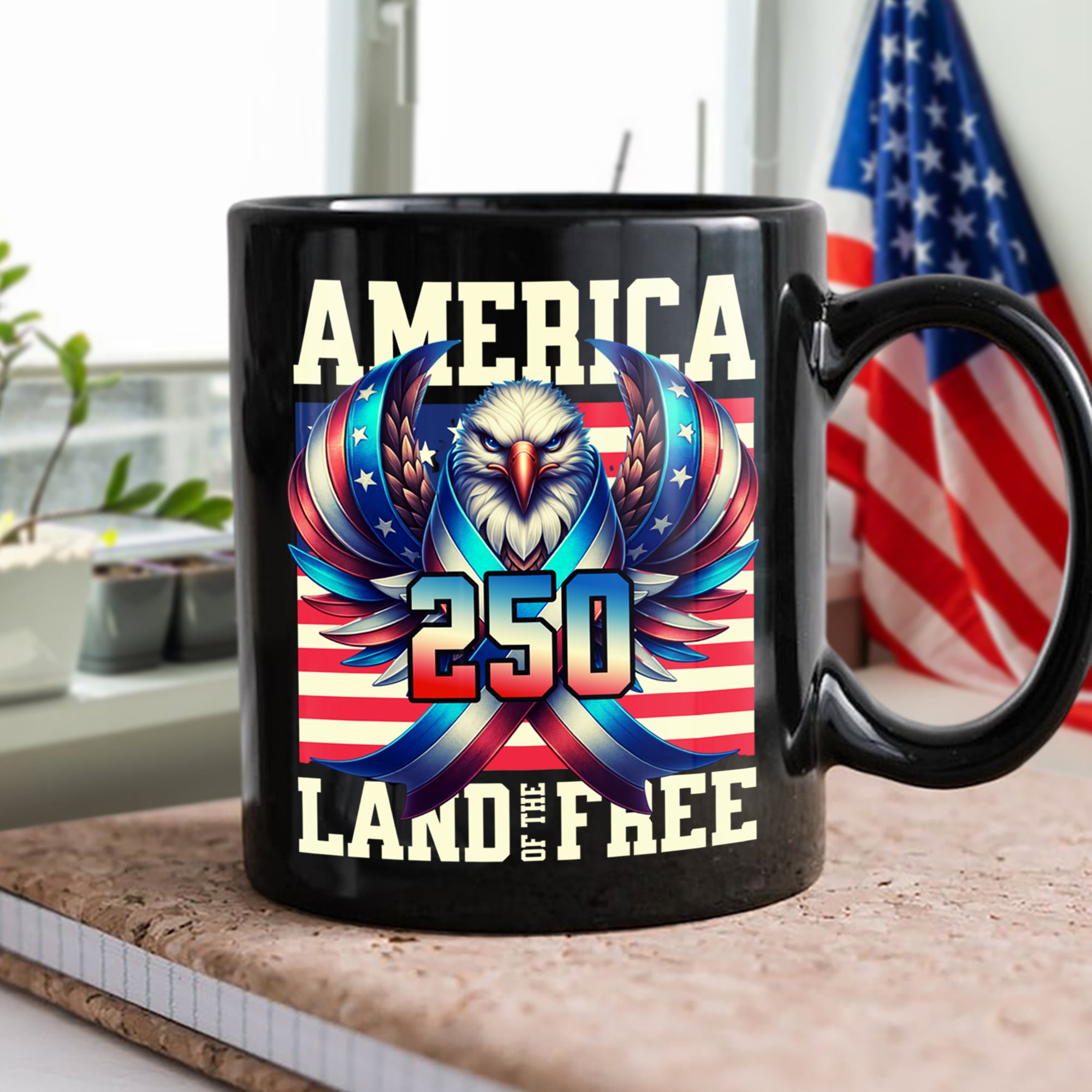 America 250 USA Freedom Liberty Black Mug HA75 897292 - Image 3