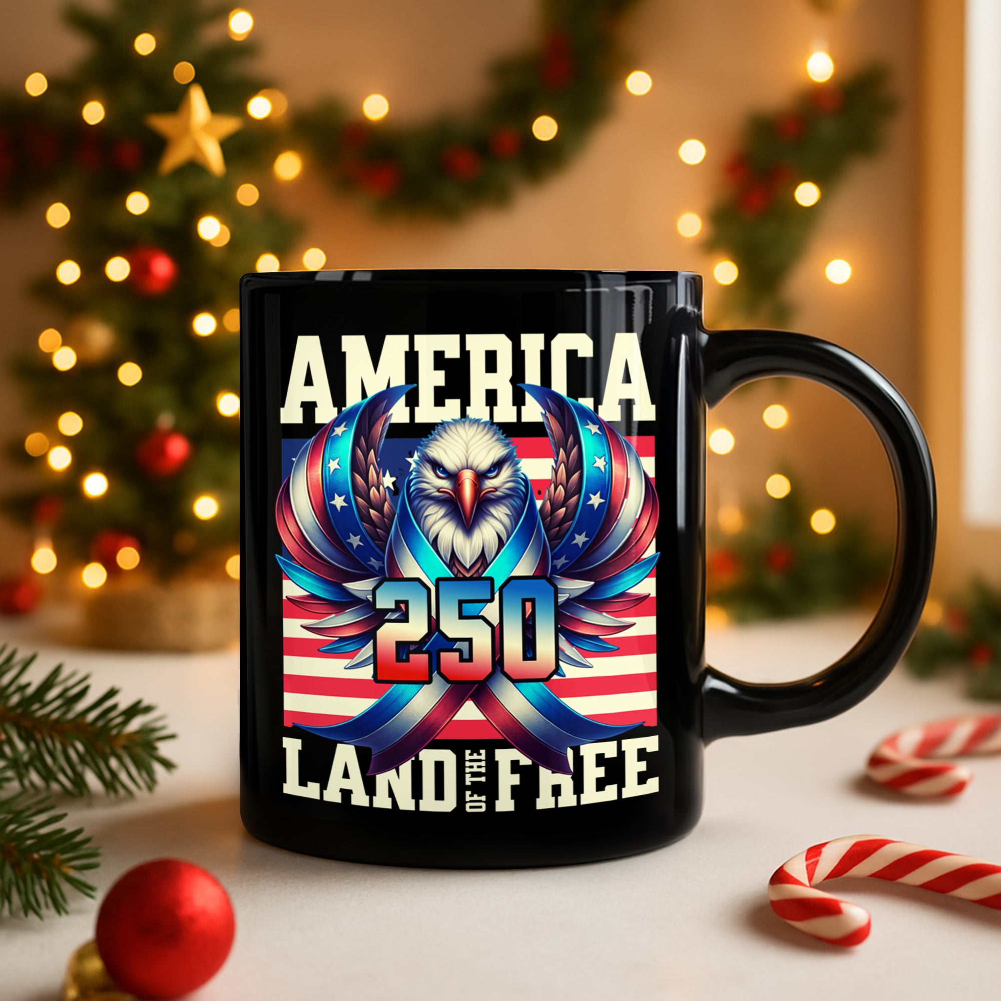 Alternative view of America 250 USA Freedom Liberty Black Mug HA75 897292