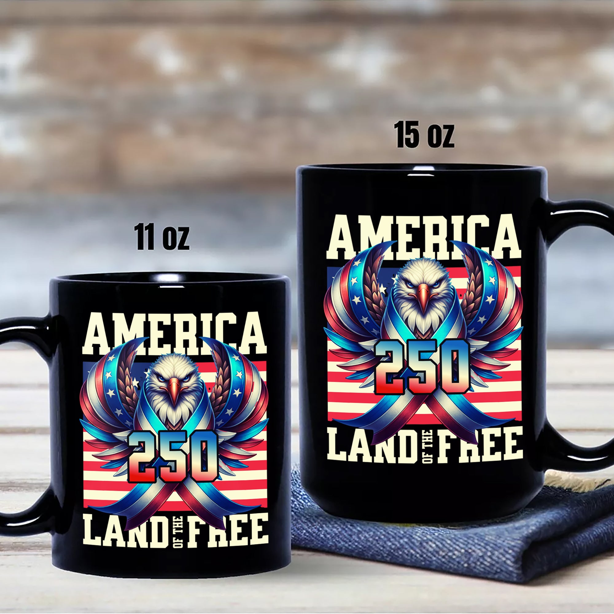 America 250 USA Freedom Liberty Black Mug HA75 897292 - Image 7