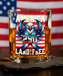 America 250 USA Freedom Liberty Whiskey Glass