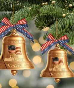 Alternative view of America 250 Years 1776-2026 Acrylic Ornament | Liberty Bell 250th Anniversary Patriotic Christmas Ornament
