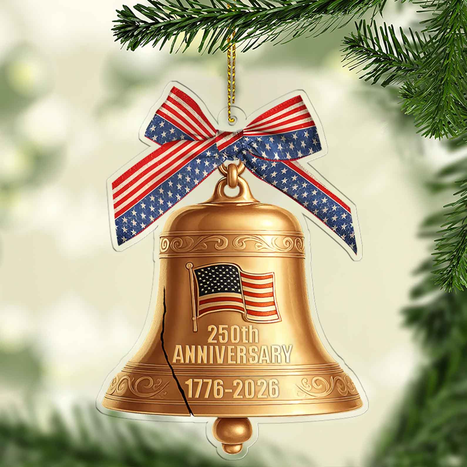 America 250 Years 1776â€“2026 Acrylic Ornament | Liberty Bell 250th Anniversary Patriotic Christmas Ornament 683163
