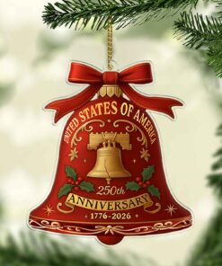 America 250 Years 1776-2026 Acrylic Ornament | Patriotic Liberty Bell 250th Anniversary Christmas Tree Decoration