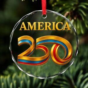 Alternative view of America 250 Years 1776â€“2026 Glass Ornament | Happy 250th Birthday USA | Patriotic Christmas Ornament 683411
