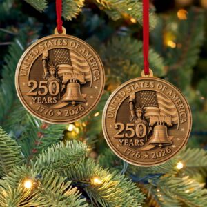 Alternative view of America 250 Years 1776â€“2026 Wood Ornament | USA Patriotic Liberty Bell Decoration | 250th Anniversary Independence Day Christmas Ornament 682757