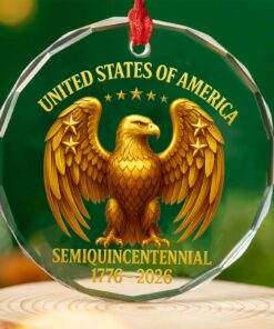 America 250 Years Anniversary Glass Ornament | 1776-2026 Patriotic Christmas Ornament | 250th Years United States of America Ornament