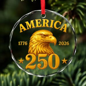 Alternative view of America 250 Years Anniversary Glass Ornament | 1776â€“2026 Patriotic Christmas Ornament 683408