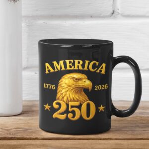 Alternative view of America 250 Years Anniversary Mug | 1776â€“2026 Patriotic 4th of July Black Mug 683408