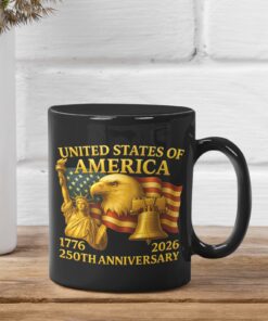 Alternative view of America 250 Years Anniversary Mug | Happy 250th Birthday 1776-2026 Black Mug