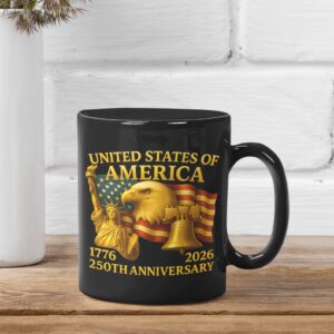 Alternative view of America 250 Years Anniversary Mug | Happy 250th Birthday 1776â€“2026 Black Mug 683041