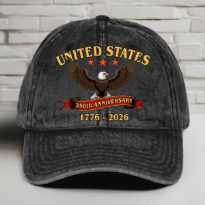 America 250 Years Anniversary Printed Vintage Washed Denim Baseball Cap | 250th Anniversary Hat 683584