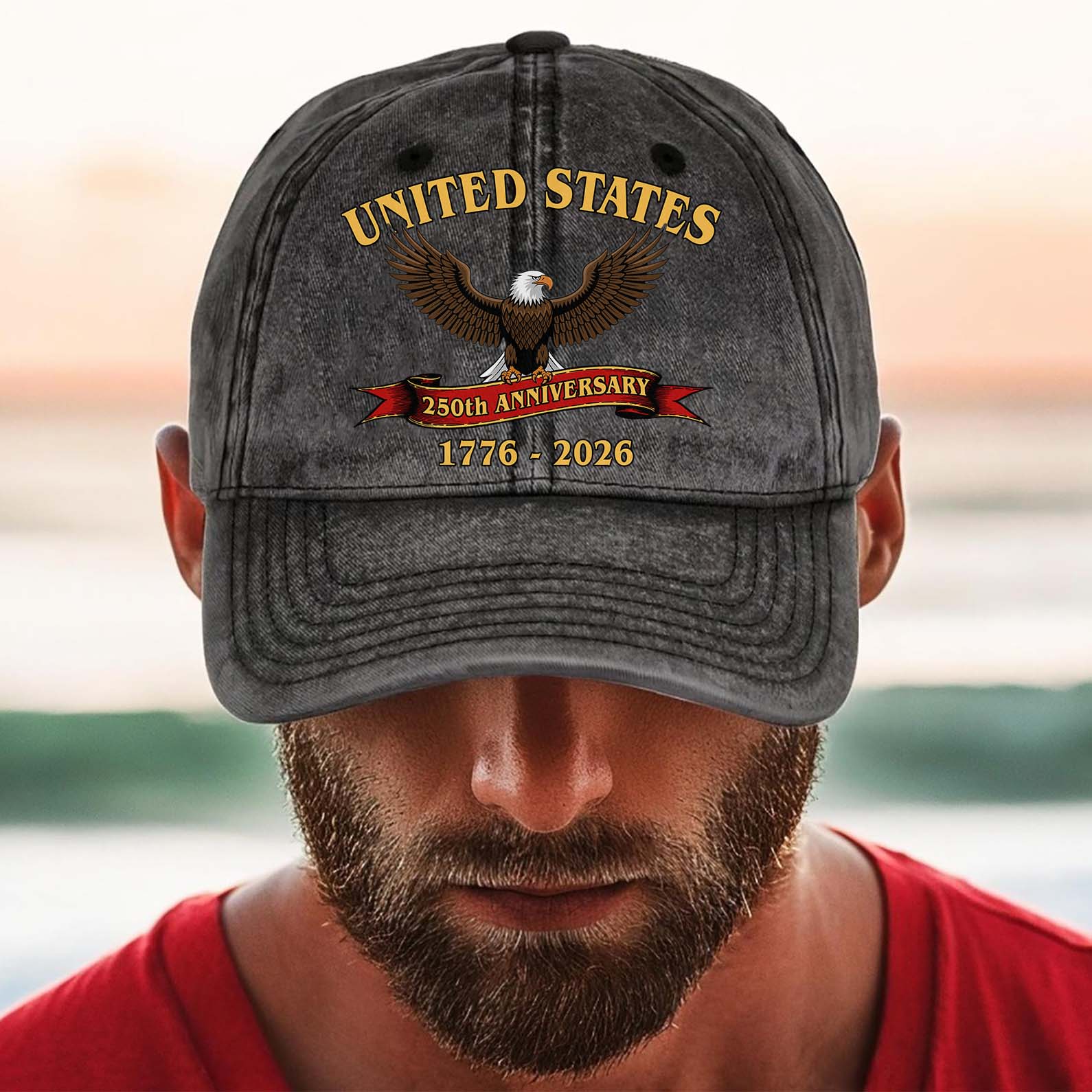 America 250 Years Anniversary Printed Vintage Washed Denim Baseball Cap | 250th Anniversary Hat 683584 - Image 3
