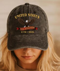 Alternative view of America 250 Years Anniversary Printed Vintage Washed Denim Baseball Cap | 250th Anniversary Hat