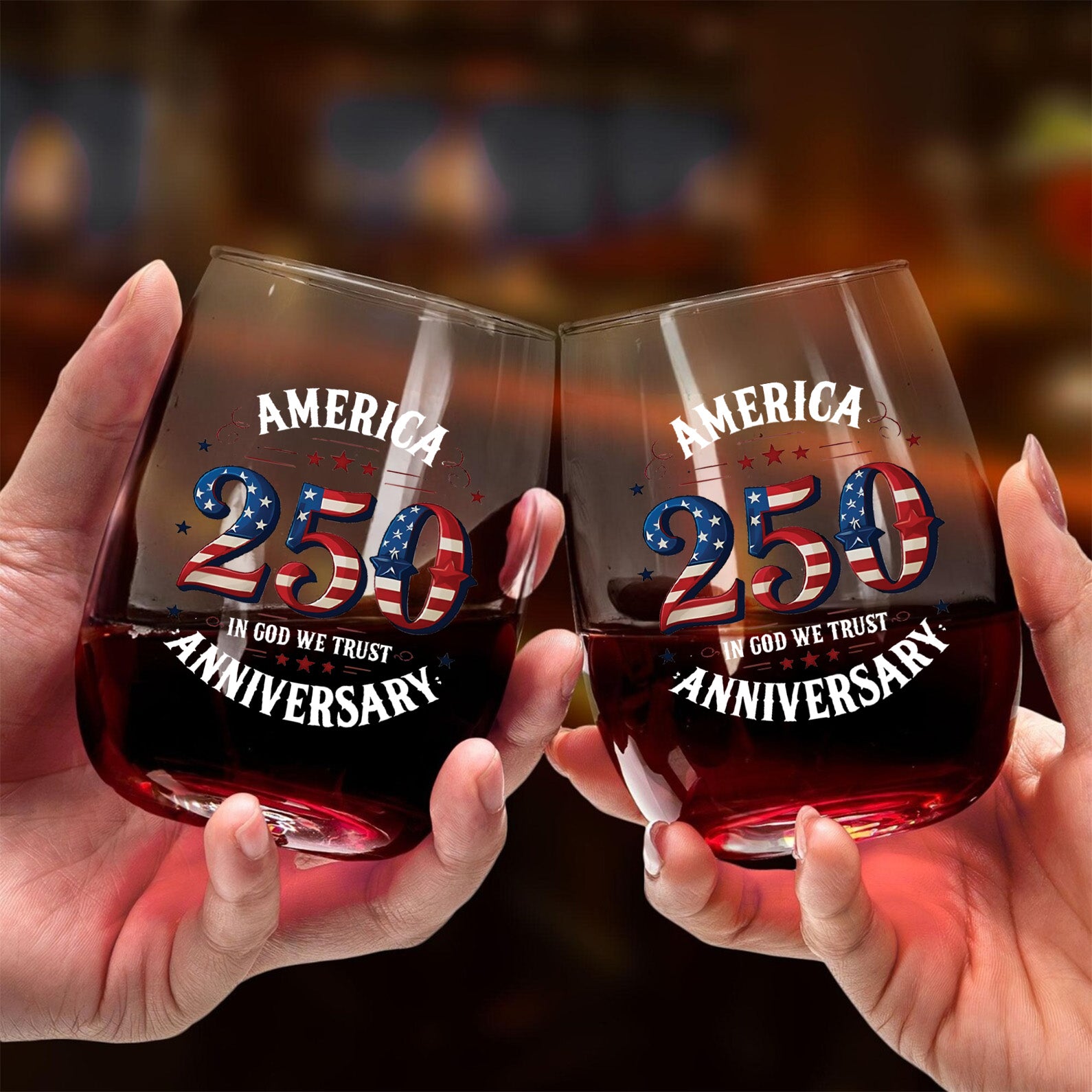 America 250 Years Anniversary Wine Glass | Happy 250th Birthday USA Glass | Patriotic 4th of July Wine Glass 682671 - Image 5