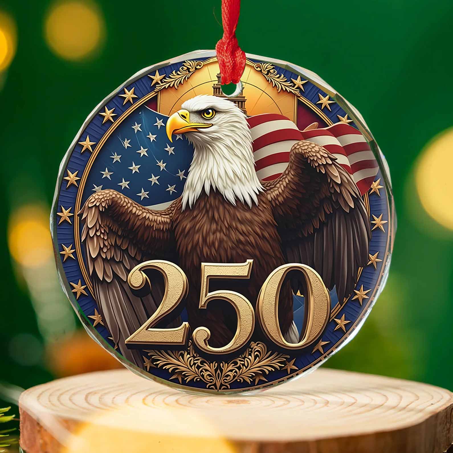 America 250 Years Bald Eagle Glass Ornament | America 250 Anniversary | Happy 250th Birthday USA | Patriotic 4th Of July Glass Ornament For Christmas Decor 682740 - Image 5