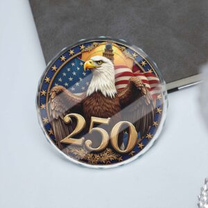 Alternative view of America 250 Years Bald Eagle Glass Ornament | America 250 Anniversary | Happy 250th Birthday USA | Patriotic 4th Of July Glass Ornament For Christmas Decor 682740