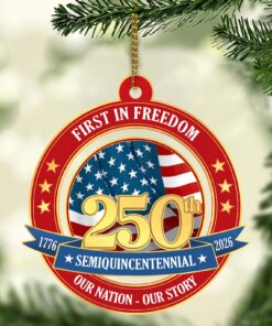 America 250 Years Birthday Wood Ornament | USA Semi-Quincentennial 1776-2026 | United States Patriotic Ornament