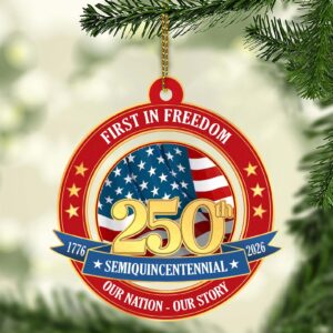 America 250 Years Birthday Wood Ornament | USA Semi-Quincentennial 1776-2026 | United States Patriotic Ornament 682720