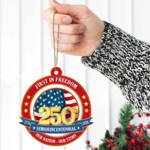 Alternative view of America 250 Years Birthday Wood Ornament | USA Semi-Quincentennial 1776-2026 | United States Patriotic Ornament 682720