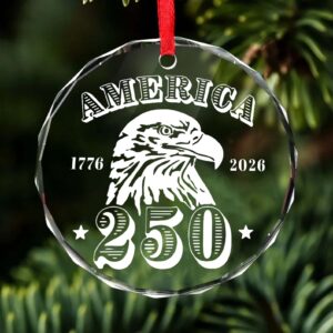 Alternative view of America 250 Years Eagle Glass Ornament | America 250 Anniversary | Happy 250th Birthday USA | Patriotic 4th Of July Glass Ornament For Christmas Decor 682676