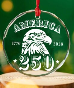 America 250 Years Eagle Glass Ornament | America 250 Anniversary | Happy 250th Birthday USA | Patriotic 4th Of July Glass Ornament For Christmas Decor
