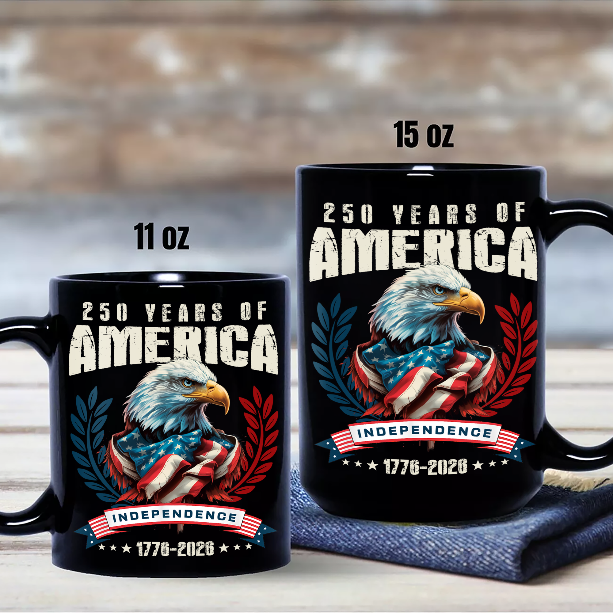 America 250 Years Eagle Independence Day Patriotic Black Mug LM32 895257 - Image 7