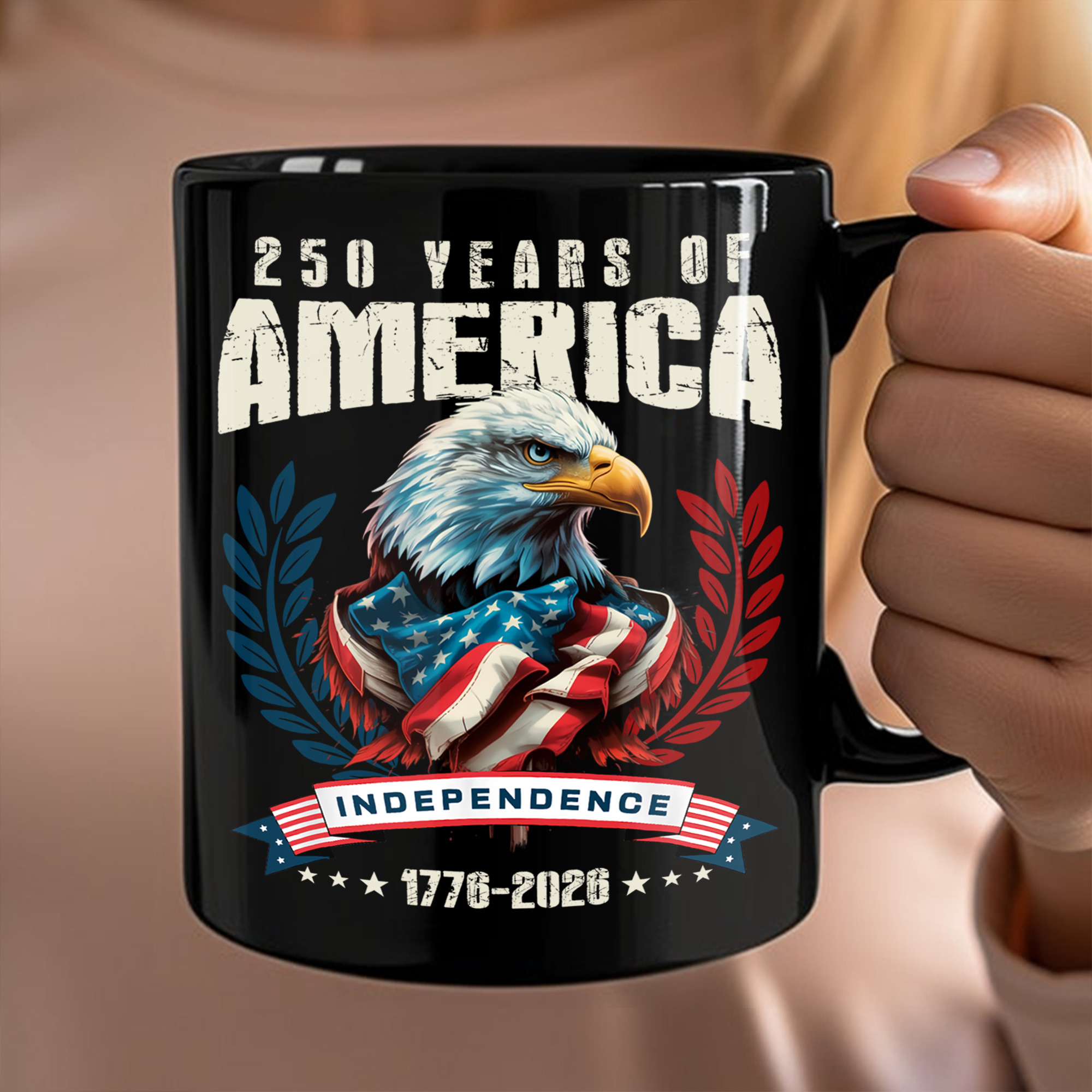 America 250 Years Eagle Independence Day Patriotic Black Mug LM32 895257 - Image 8
