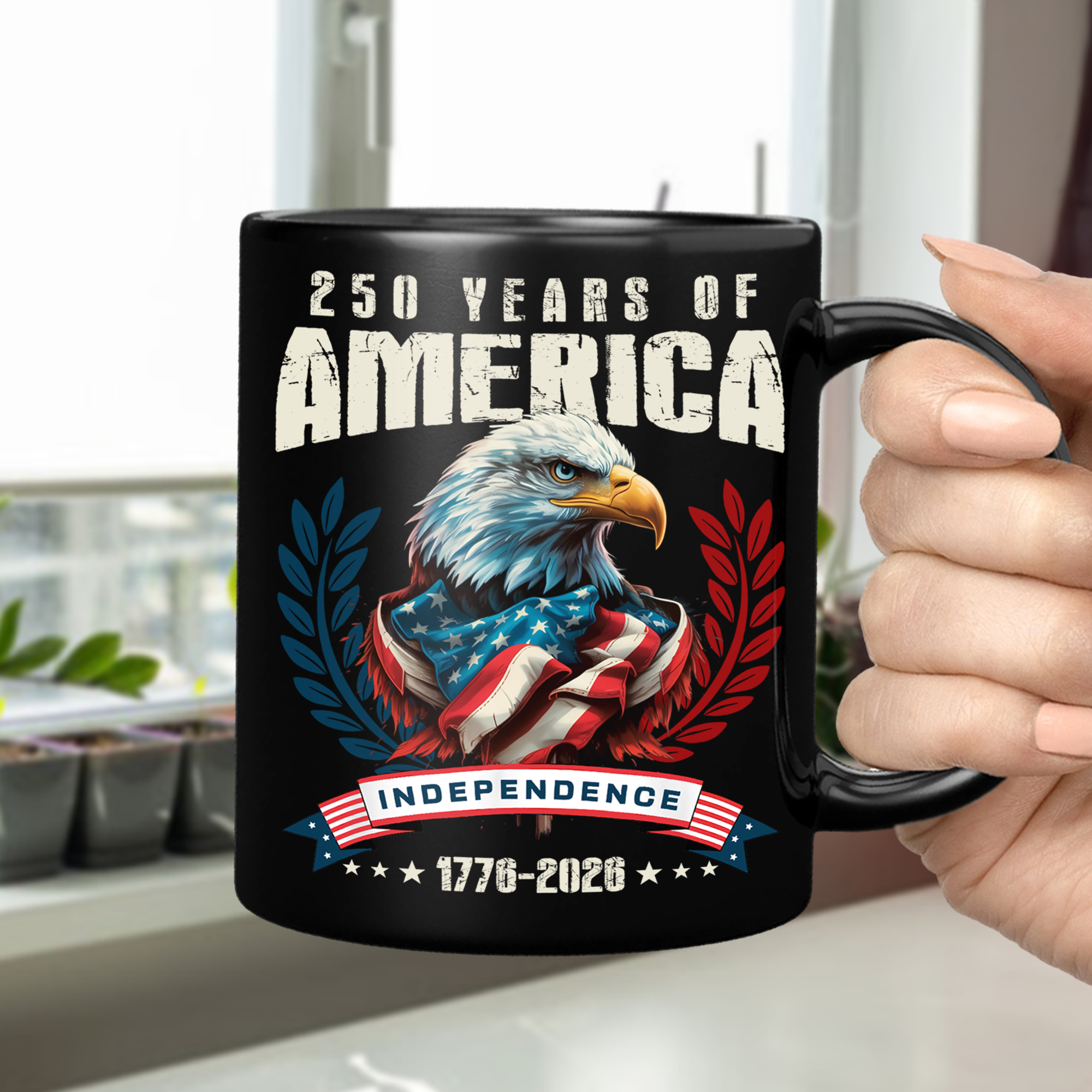 America 250 Years Eagle Independence Day Patriotic Black Mug LM32 895257 - Image 9