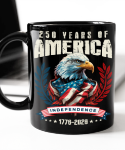 Alternative view of America 250 Years Eagle Independence Day Patriotic Black Mug