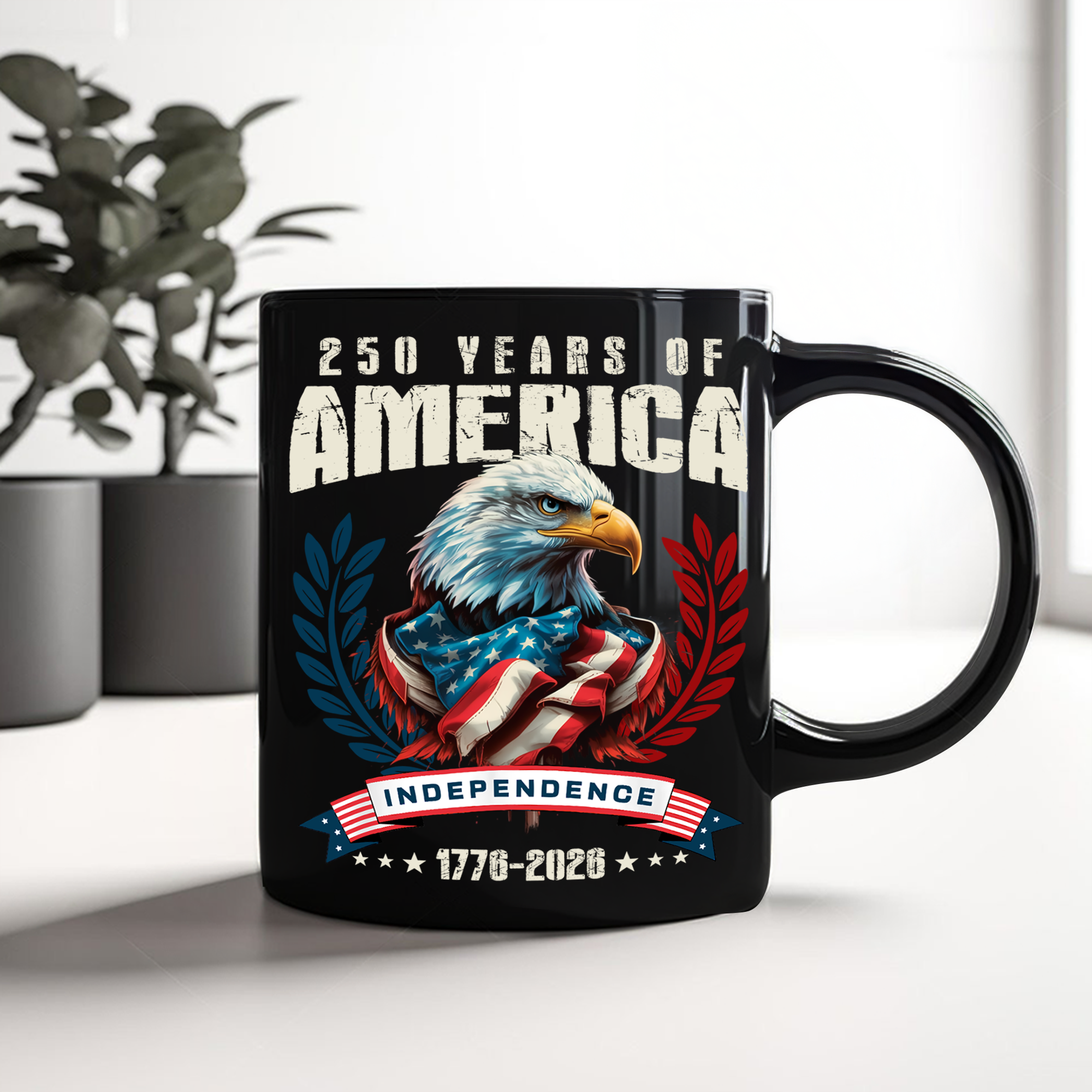 America 250 Years Eagle Independence Day Patriotic Black Mug LM32 895257 - Image 4