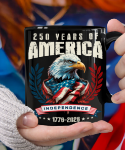 America 250 Years Eagle Independence Day Patriotic Black Mug