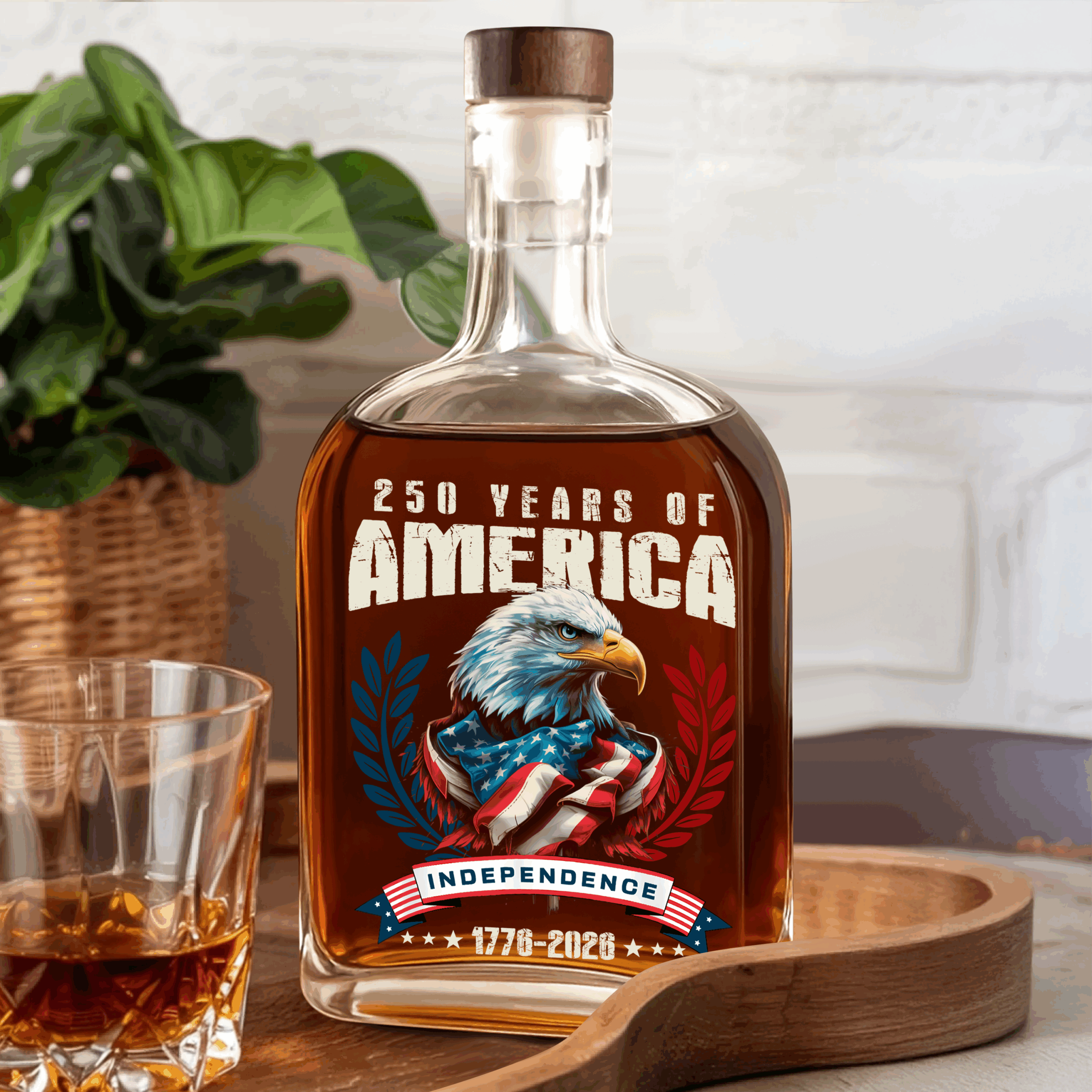America 250 Years Eagle Independence Day Patriotic Whiskey Bottle LM32 895259 - Image 6