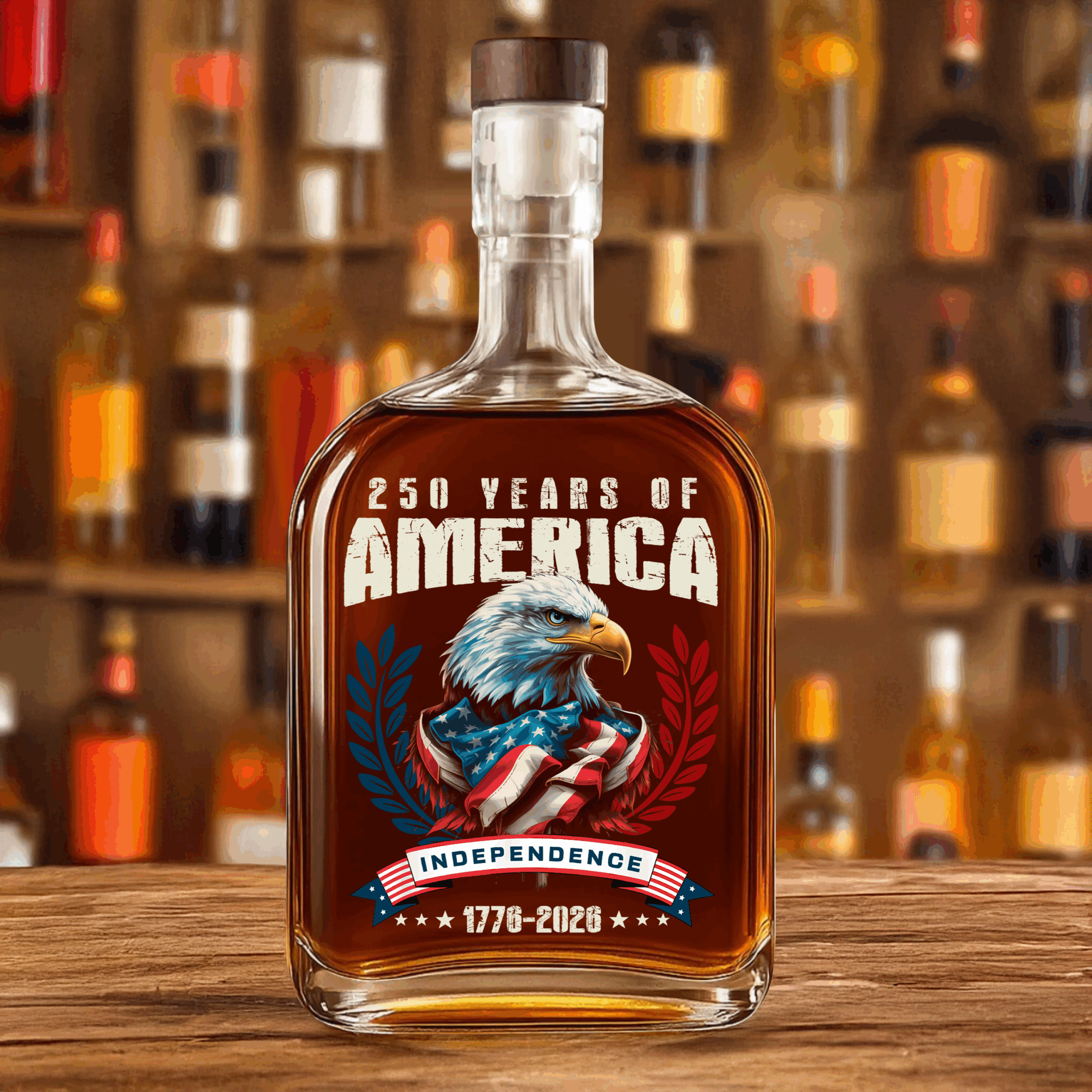 America 250 Years Eagle Independence Day Patriotic Whiskey Bottle LM32 895259 - Image 3