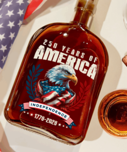 Alternative view of America 250 Years Eagle Independence Day Patriotic Whiskey Bottle