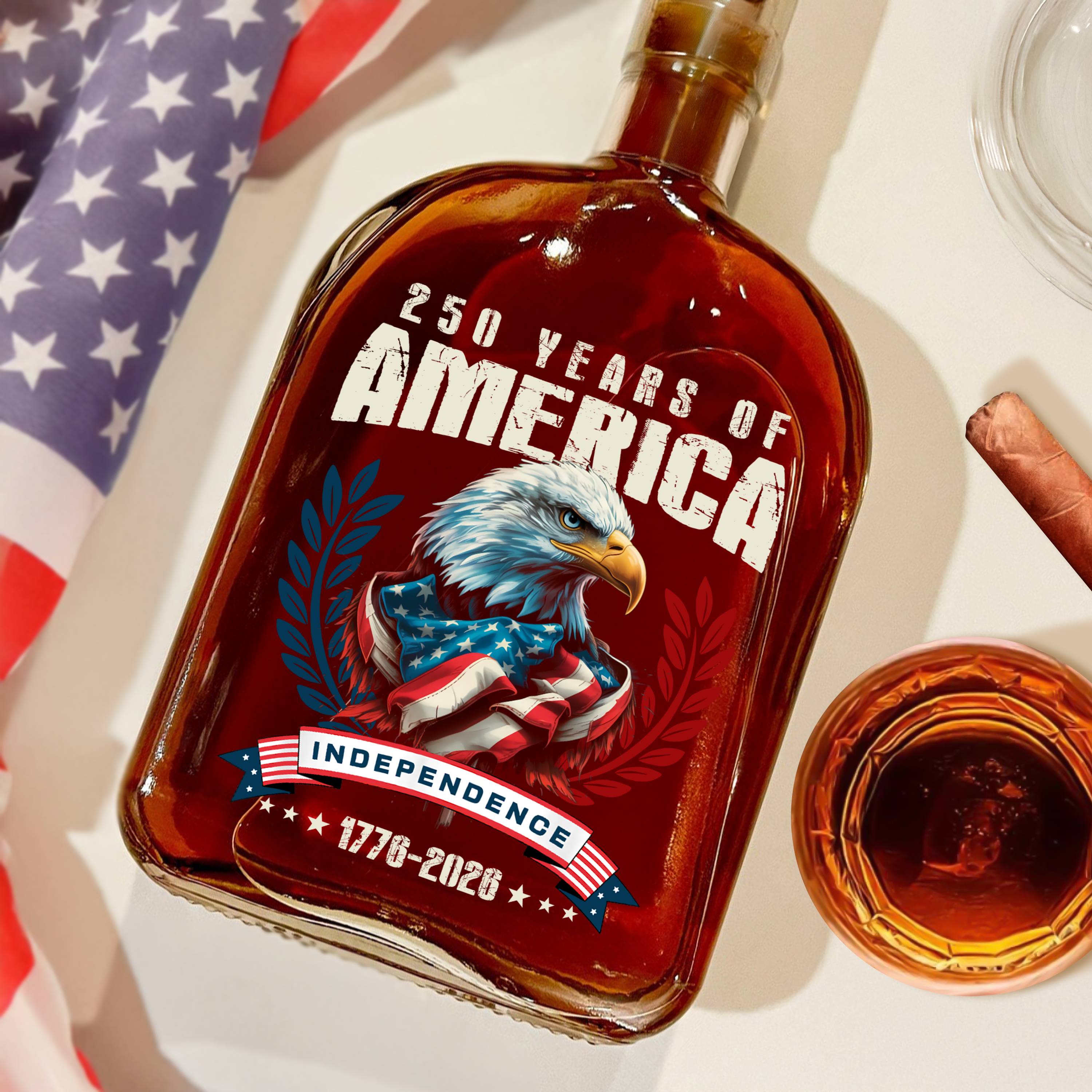 Alternative view of America 250 Years Eagle Independence Day Patriotic Whiskey Bottle LM32 895259
