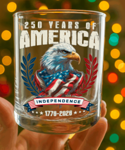 Alternative view of America 250 Years Eagle Independence Day Patriotic Whiskey Glass