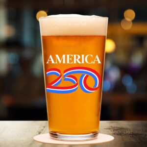 Alternative view of America 250 Years Glass| America 250 Anniversary | Happy 250th Birthday USA | Patriotic 4th Of July Whiskey Glass Beer Glass 682669